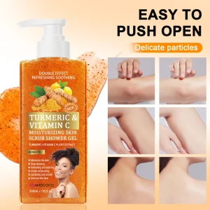 Amococo 2 Pcs Turmeric Vitamin C Body Scrub Shower Gel 500ml - Thumbnail Image 2