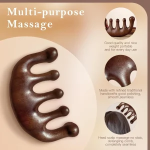 Wide Tooth Wooden Scalp Massager - Thumbnail Image 4