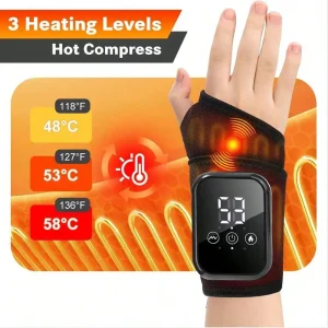 Rechargeable Wrist Heating Pad With Massage 3 Temperature & 3 Vibration Levels Adjustable, For Wrist & Ankle Relaxation, Suitable For Home, Gift, Work, Travel, Left & Right Hand - Thumbnail Image 4