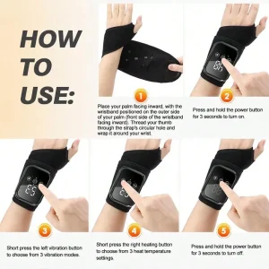 Rechargeable Wrist Heating Pad With Massage 3 Temperature & 3 Vibration Levels Adjustable, For Wrist & Ankle Relaxation, Suitable For Home, Gift, Work, Travel, Left & Right Hand - Thumbnail Image 6