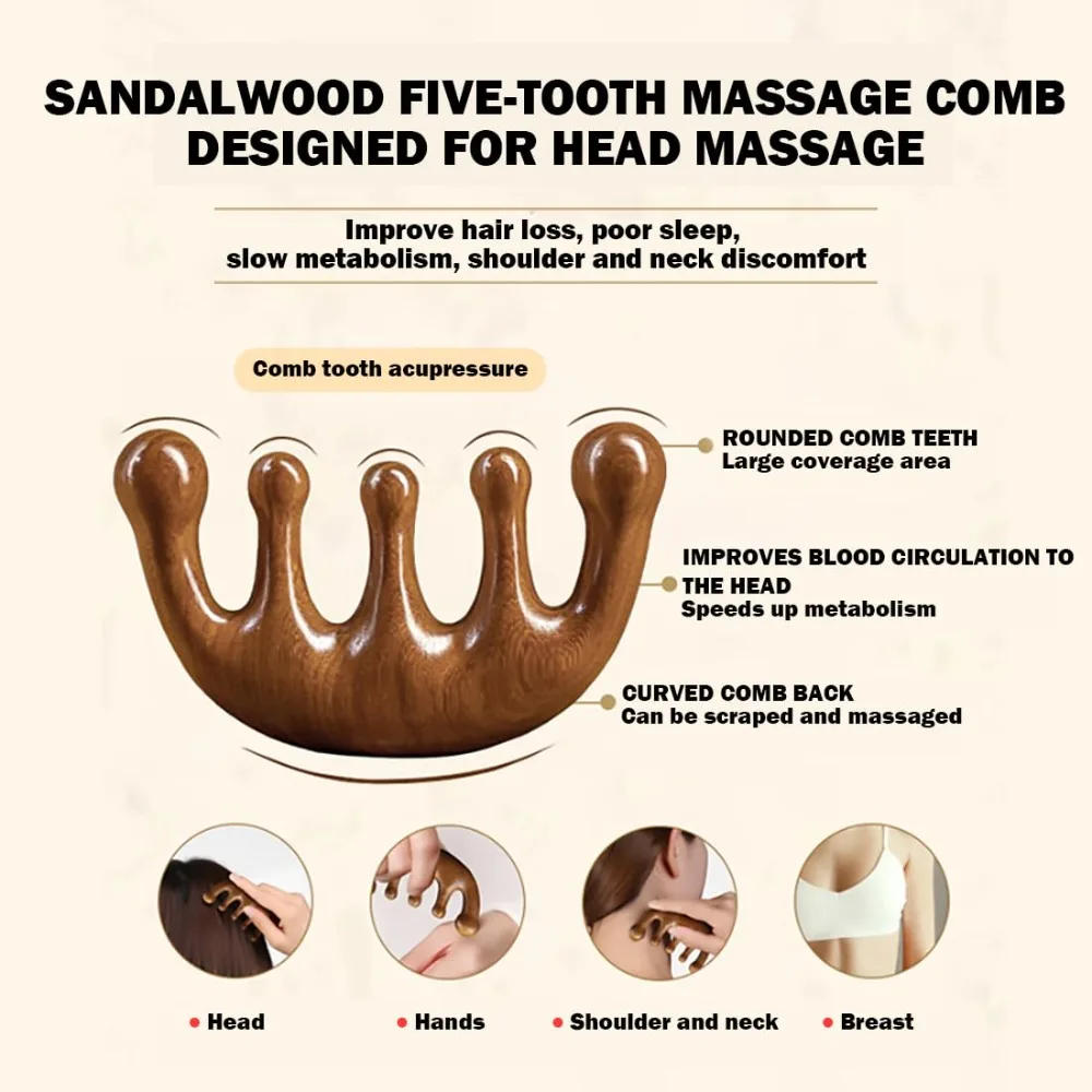 Wide Tooth Wooden Scalp Massager - Image 3