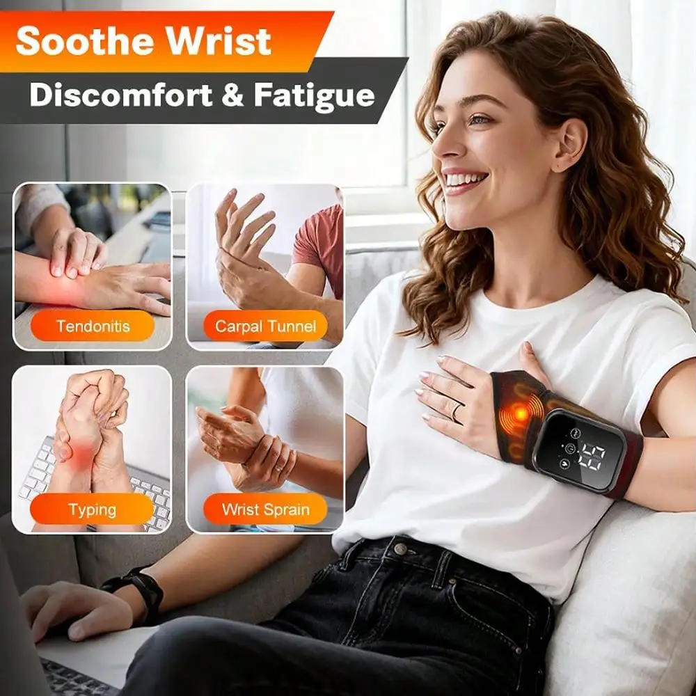 Rechargeable Wrist Heating Pad With Massage 3 Temperature & 3 Vibration Levels Adjustable, For Wrist & Ankle Relaxation, Suitable For Home, Gift, Work, Travel, Left & Right Hand - Image 2